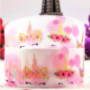 New 1 '25mm pink unicorn cartoon ribbon 10 yards DIY handmade material gift package printing bow printing. belt grosgrain ribbon