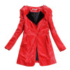 New  Winter Trench Coat jaqueta couro Ladies Brand Luxury Velvet Collar Long PU Leather Jacket Women Blazer Free Shipping