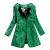 New  Winter Trench Coat jaqueta couro Ladies Brand Luxury Velvet Collar Long PU Leather Jacket Women Blazer Free Shipping