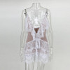 New  Sexy V-Neck Strap Tassel Jumpsuits Rompers 2017  Jumpsui Women's Sleeveless Mesh Tassel Lace Backless Jumpsuit