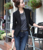 New  blazer women suit blazer foldable brand jacket slim solid blazer made of cotton & spandex Jacket Coat Long Sleeve BLACK