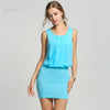 New  2014 autumn -summer Women's Mini Dress Crew Neck Chiffon Sleeveless Causal Tunic Sundress 4 colors 4 Sizes S M L XL