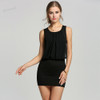 New  2014 autumn -summer Women's Mini Dress Crew Neck Chiffon Sleeveless Causal Tunic Sundress 4 colors 4 Sizes S M L XL