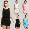 New  2014 autumn -summer Women's Mini Dress Crew Neck Chiffon Sleeveless Causal Tunic Sundress 4 colors 4 Sizes S M L XL