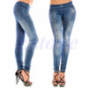 2018 new arrival Sexy Women Denim Look Jeans Ripped Skinny Jeggings Stretchy Slim Leggings Pants