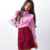 2018 New antumn winter women Striped Blue Pink blouses long sleeve Ruffles shirts casual button tops