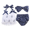 2018 New 3pcs Baby Girl Clothes Anchor Tops and Navy Polka Dots Briefs Outfits Set Sunsuit Outfit Clothing Set