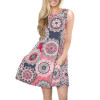 2018 Midi Dress Women Elegant Mandala Print O Neck Mini Dress Tunic Sleeveless Party Dresses Loose Casual Dresses Vestidos