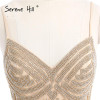 2018 Luxury Nude Gold Diamond Floral Long Evening Dress Spaghetti Straps Pattern Formal Dresses Gown Real Picture BLA6002