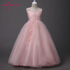 2018 lovely dress for kids Sleeveless Flowers Girls Dresses Bow Appliques for First Communion soft Gown Girls Evening Gowns