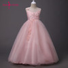 2018 lovely dress for kids Sleeveless Flowers Girls Dresses Bow Appliques for First Communion soft Gown Girls Evening Gowns