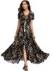 2018 Long Summer Floral Maxi Dress Women Flower Print Casual Split Beach Dress Ladies Elegant Cotton Vintage Boho Party Dresses