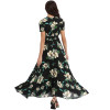 2018 Long Summer Floral Maxi Dress Women Flower Print Casual Split Beach Dress Ladies Elegant Cotton Vintage Boho Party Dresses