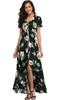 2018 Long Summer Floral Maxi Dress Women Flower Print Casual Split Beach Dress Ladies Elegant Cotton Vintage Boho Party Dresses
