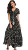 2018 Long Summer Floral Maxi Dress Women Flower Print Casual Split Beach Dress Ladies Elegant Cotton Vintage Boho Party Dresses