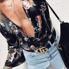 2018 Long Sleeve Women's Shirts V Neck Floral Printed Casual Blouse Tops Flower Fitness Women Top Winter Women Clothing