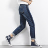 2018 LEIJIJEANS Spring And Summer Plus Size Shadow Panelled Bleached Vintage Mid Waist Full Length Loose Straight Women Jeans