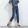 2018 LEIJIJEANS New Arrival Boyfriend Jeans Women Plus Size Bleached Design Printed Jeans Mid Waist Low Elastic Straight Jeans