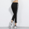 2018 LEIJIJEANS Autumn Plus Size Mid Waist Ankle Length Black And White Side Stripe Panelled Casual Women Skinny Straight Jeans