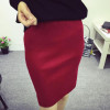 2018 ladies autumn skirts length knit skirt hem slits new solid color skirt female package hip skirt