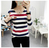 2018 korean new spring female T-shirt fashion long sleeve colorful stripe t shirt women kawaii student t-shirt casual women tops