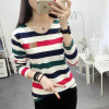 2018 korean new spring female T-shirt fashion long sleeve colorful stripe t shirt women kawaii student t-shirt casual women tops