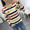 2018 korean new spring female T-shirt fashion long sleeve colorful stripe t shirt women kawaii student t-shirt casual women tops