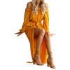 2018 Irregular Women Long Dress Slash Neck Maxi Dresses Autumn Female Off Shoulder Puff Sleeve Split Ruffles GV839