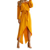 2018 Irregular Women Long Dress Slash Neck Maxi Dresses Autumn Female Off Shoulder Puff Sleeve Split Ruffles GV839