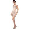 2018 Hot Sexy Sparkling Long Sleeve Cocktail Dresses Tulle Straight V-Neck Dress Short Mini Women Party Beading Prom Gowns