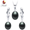 2018 Hot Selling 925 sterling silver jewelry sets 100% natural freshwater pearl jewelry for women 4 colors with gift box Lindo