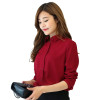 2018 Hot Sale Women Shirts Blouses Long Sleeve Turn-Down Collar Solid Ladies Chiffon Blouse Tops OL Office Style Chemise Femme