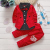 Baby boys spring two fake clothing sets Baby button letter bow Clothing Set Baby Girls jacket +pant 2-piece Suit Set