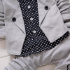 Baby boys spring two fake clothing sets Baby button letter bow Clothing Set Baby Girls jacket +pant 2-piece Suit Set