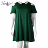 Nemidor Women Casual O-neck Off The Shoulder Midi Plus Size Summer Dress Short Sleeve Beach Vintage Solid Dress With Pockets