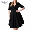Nemidor Women 1950s Plus Size 7XL 8XL Half Sleeve V-neck Retro Dress Elegant Stretchy Cocktail Knee Length Swing Dress
