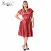 Nemidor Hot Sales Women Casual Plus Size 7XL 8XL 9XL Midi Swing Dress Dot Short Sleeve O-neck Retro A-line Dress