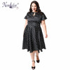 Nemidor Hot Sales Women Casual Plus Size 7XL 8XL 9XL Midi Swing Dress Dot Short Sleeve O-neck Retro A-line Dress