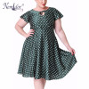 Nemidor Hot Sales Women Casual Plus Size 7XL 8XL 9XL Midi Swing Dress Dot Short Sleeve O-neck Retro A-line Dress