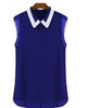 mujer Manga corta Blusa de gasa moda sin mangas del remiendo de Tulle de la Blusa Blusa Feminina Manga Curta