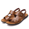 MUHUISEN New Men Leather Beach Sandals Summer Soft Comfortable Flip Flops Beach Slippers Male Casual Shoes