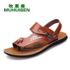 Muhuisen Men's 100% Genuine Leather New Famous Brand Casual Men sandals Slippers Summer Shoes Beach flip flops