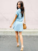 Single Button Lace-up Mini Shirtdress