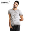 SIMWOOD Brand 2017 New Spring Summer Casual  T Shirts Men Shorts Sleeve  100% Pure Cotton Vintage Tees letter Clothing TD1132