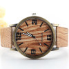 Simulated Wooden Men's Watches Women Wood Leather Strap Quartz Wristwatch Women Wristwatch  Clock Fashion Hour