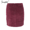 Simplee Vintage high waist skirts womens bottom Short boho style chic pencil skirt female Embroidery autumn sexy mini skirt