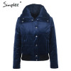 Simplee Velvet cotton padded basic jacket coat Women warm wine red parkas jackets female 2017 autumn winter casual outerwear