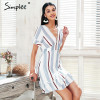 Simplee V neck stripe ruffle summer dress women Wrap style cotton short dress 2018 Streetwear casual dress female vestidos
