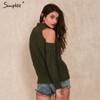 Simplee turtleneck off shoulder knitted sweater women Autumn fashion tricot pullover jumpers Winter sexy oversized sweater