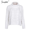 Simplee Turtleneck knitted pullover sweater Women hollow out soft jumper pull femme Autumn winter 2017 warm knitting sweater